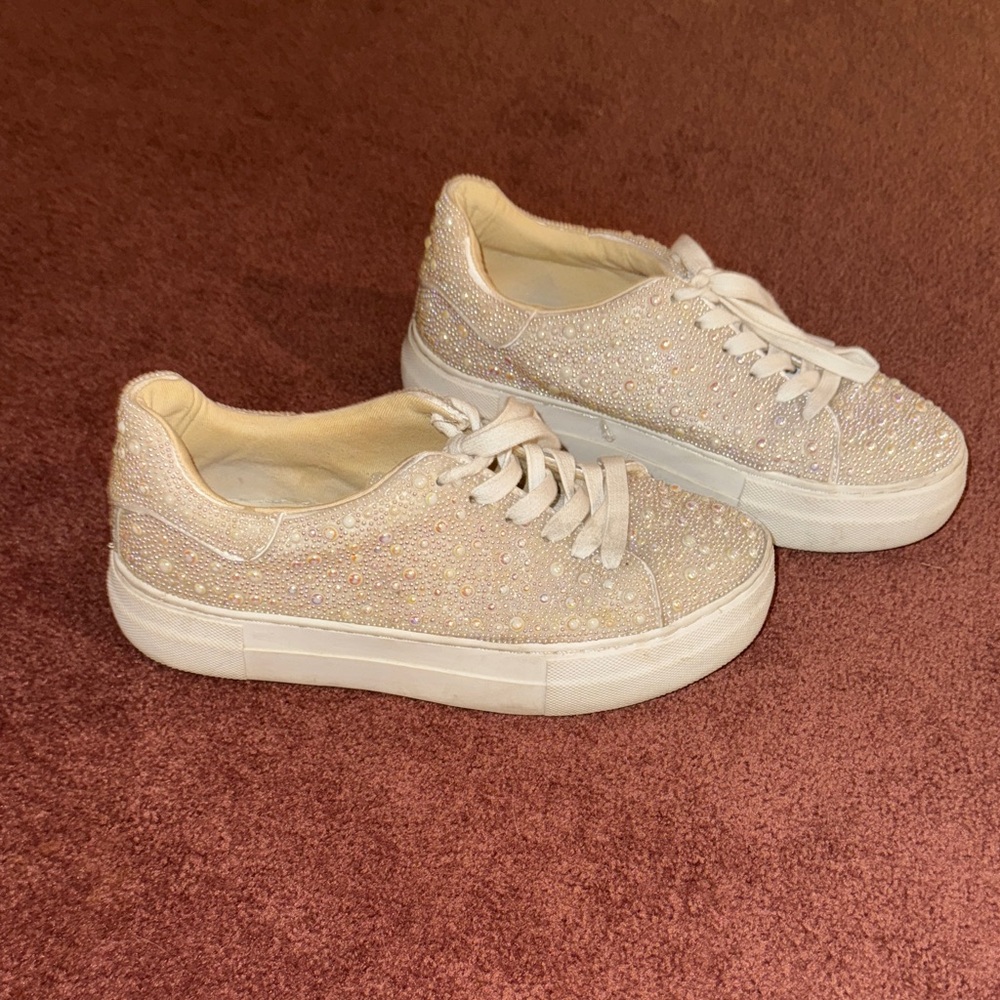 Betsey Johnson Glittery Cream Sneakers